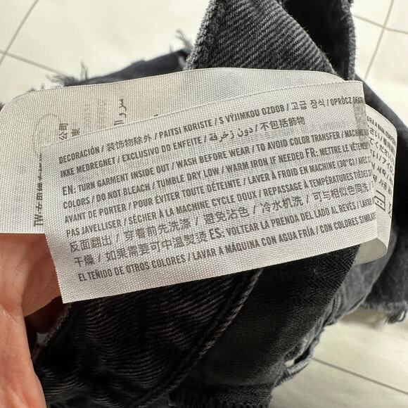 Abercrombie & Fitch Shorts Womens 25 Black Gray Mid Rise Boyfriend Denim Cut Off - Picture 5 of 10